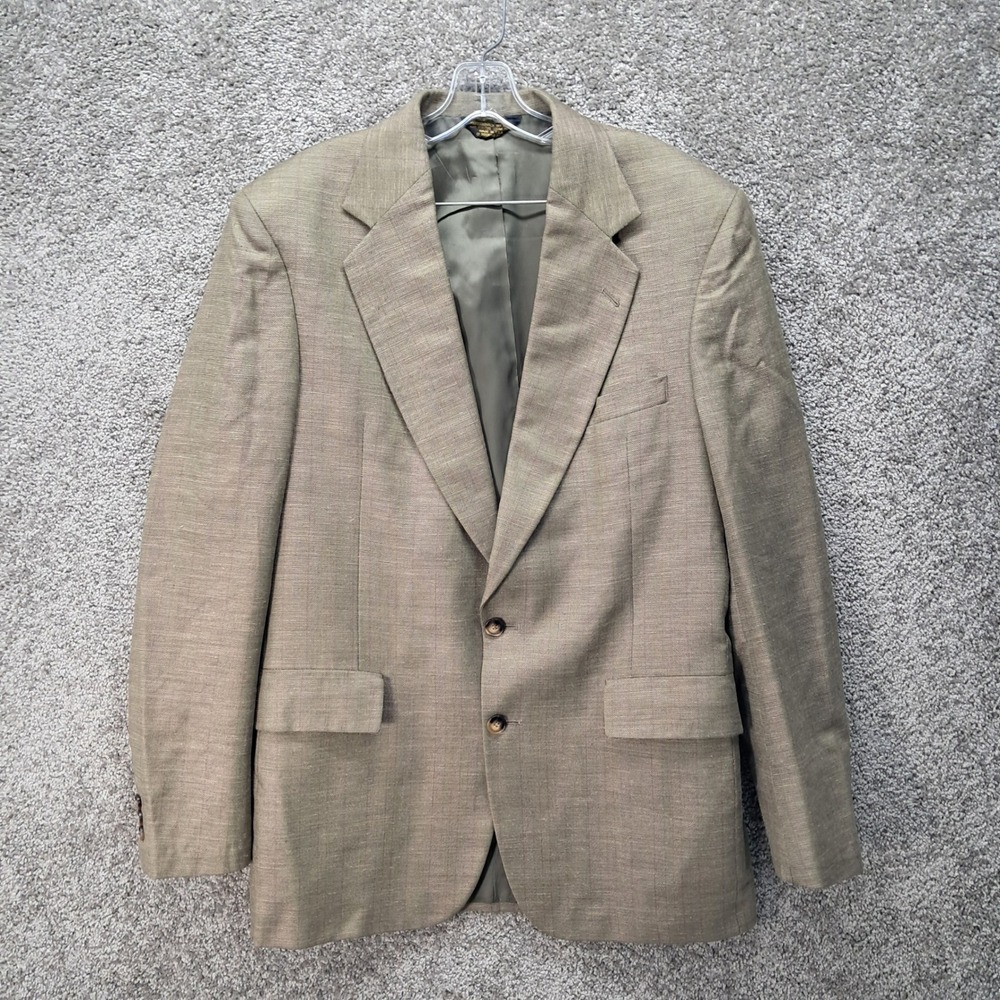 Embassy Square Mens 42 Long Two Button Textured Blazer Jacket Olive Taupe